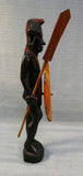 Hand Carved 12" African Warrior with Shield and Spear Statue