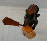 Hand Carved 12" African Warrior with Shield and Spear Statue