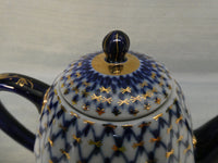 Russian Imperial Lomonosov Porcelain Cobalt Net Coffee Pot
