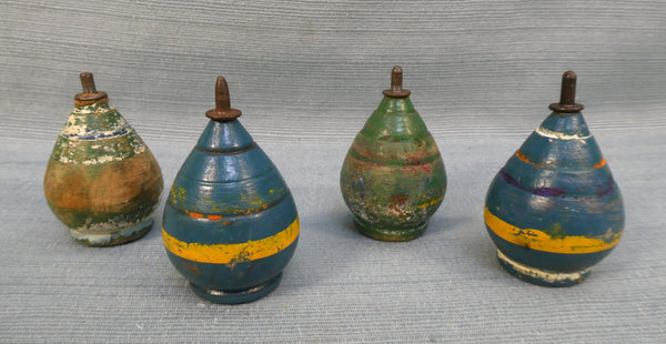 Vintage Wooden Spinning Tops - Lot of 4