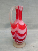 Vintage Nailsea Red and White Satin Blown Glass Cruet