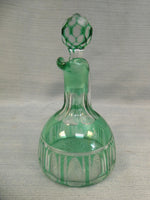Green Cut Glass to Clear Cruet with Stopper