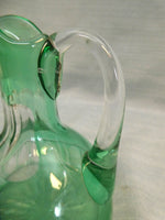 Green Cut Glass to Clear Cruet with Stopper