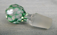 Green Cut Glass to Clear Cruet with Stopper