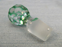 Green Cut Glass to Clear Cruet with Stopper