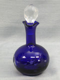 Cobalt Blue Cut to Clear Bohemian Rose Cruet with Stopper