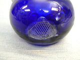 Cobalt Blue Cut to Clear Bohemian Rose Cruet with Stopper