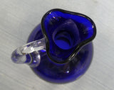 Cobalt Blue Cut to Clear Bohemian Rose Cruet with Stopper
