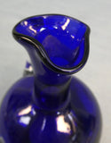 Cobalt Blue Cut to Clear Bohemian Rose Cruet with Stopper