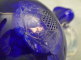 Cobalt Blue Cut to Clear Bohemian Rose Cruet with Stopper