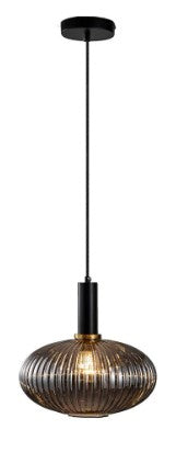 Ribbed Glass Pendant Light Fixture - New!