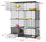 Oneluck 4-Tier Cat Cage with Litter Box for 1-2 Cats (41.3" L x 17.8" W x 55.1" H) - Brand New!