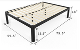 MAF 18" h Queen Black Bed Frame with Slats and Round Corner Legs - Brand New!