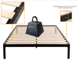 MAF 18" h Queen Black Bed Frame with Slats and Round Corner Legs - Brand New!