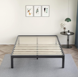MAF 18" h Queen Black Bed Frame with Slats and Round Corner Legs - Brand New!