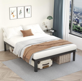 MAF 18" h Queen Black Bed Frame with Slats and Round Corner Legs - Brand New!