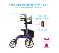 Nova Express Purple Folding Rollator Walker