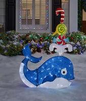 3.5 ft. Tinsel LED Whale with Lollipop Candy Yard Decoration - New in Box!