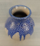 Large 11" Blue Drip Crock Stoneware Vase