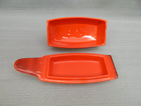 Metlox Red Rooster Covered Butter Dish