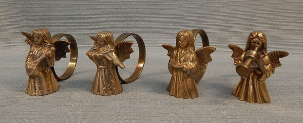 Vintage Brass Angel Carolers Napkin Rings - Set of 4