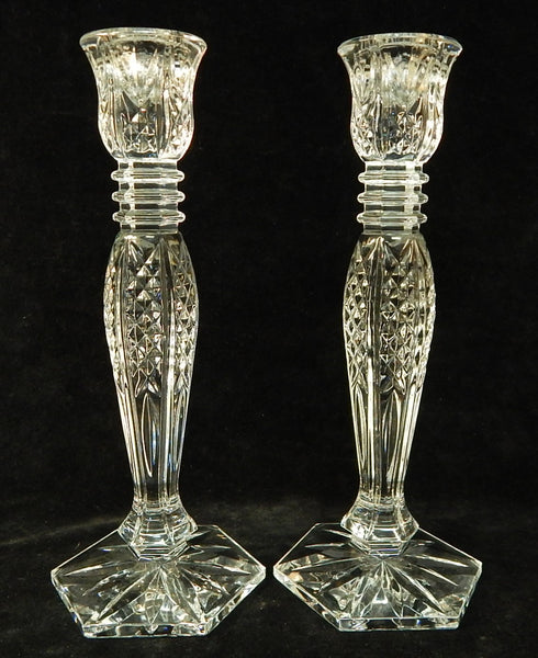 10" Waterford Crystal Bethany Candlesticks - Set of 2