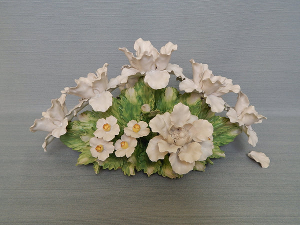 White Flower Bouquet Ceramic Centerpiece