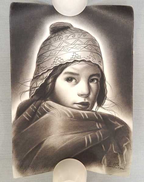 Charcoal Drawing of Young Girl