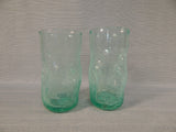 Pale Green Pinch Crackle Drinking Glasses - Set of 3