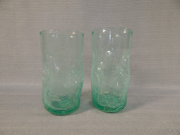 Pale Green Pinch Crackle Drinking Glasses - Set of 3