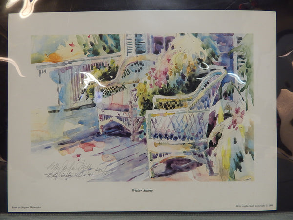 Betty Anglin Smith 1988 Limited Edition Signed "Wicker Setting" Print