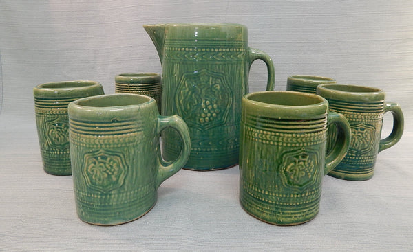 Nelson McCoy Pitcher and 5 Mugs  - Very Good Condition