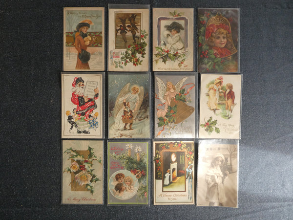 Vintage Christmas Postcards, c. 1910s-1940s - Lot of 17 Cards