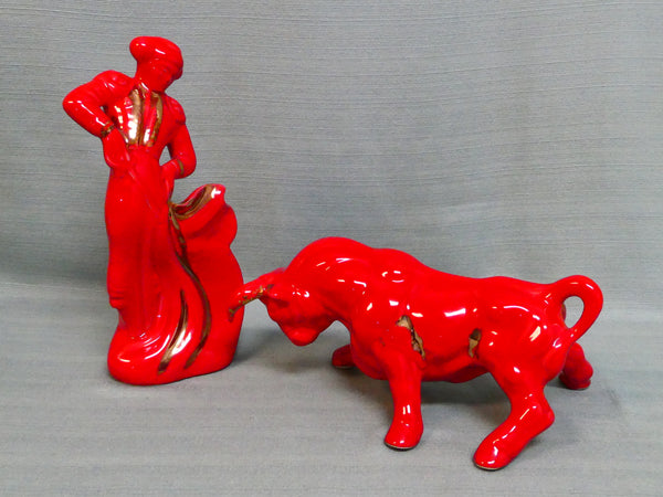 Maurice of California Pottery Red and Gold Matador & Bull