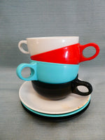 Melamine Coffee Cups and Saucers - 7 Pieces