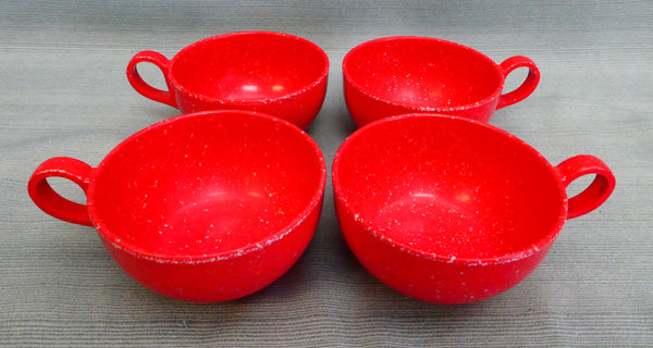 Red Speckled Melamine Coffee Cups - Set of 4