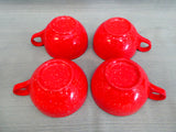 Red Speckled Melamine Coffee Cups - Set of 4